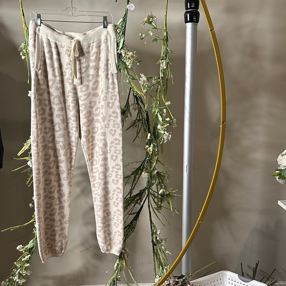 Barefoot Dreams Cream Leopard Pajama Pants